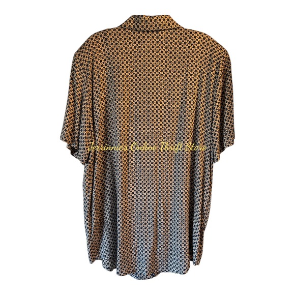 Lucia Lukken Womens Shirt Size L Geometric Print Button Up Short Sleeve Rayon - Picture 2 of 3
